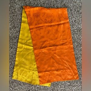 Trends JACQUARD Reversible pure Silk long Scarf Unisex Yellow orange Two Tone